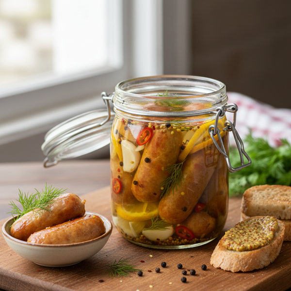 Zesty Pickled Sausages recipe