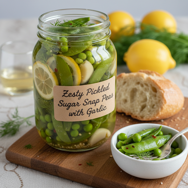 Zesty Pickled Sugar Snap Peas with Garlic recipe