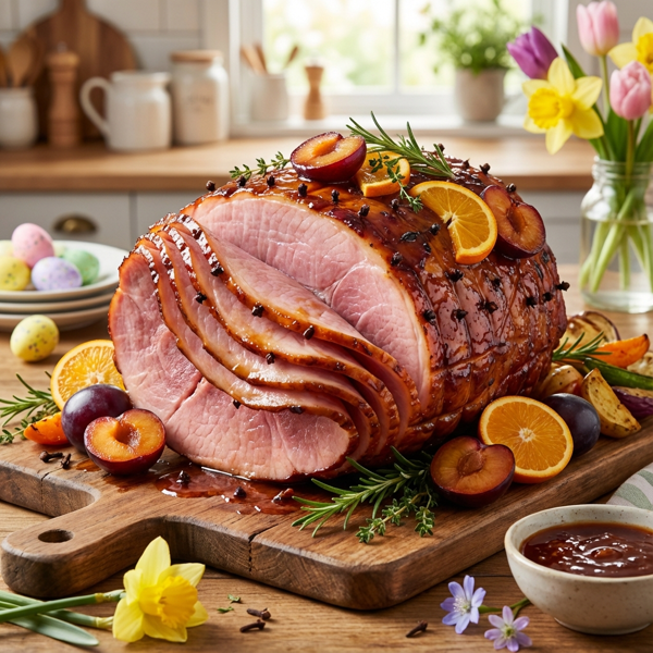 Zesty Plum-Glazed Easter Ham recipe