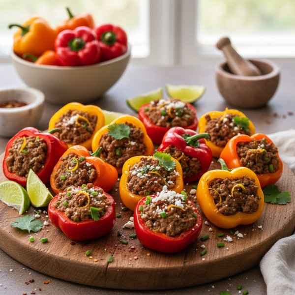 Zesty Pork-Stuffed Mini Bell Peppers recipe
