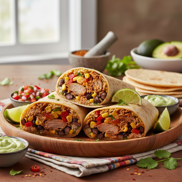 Zesty Pulled Pork Fiesta Burritos recipe