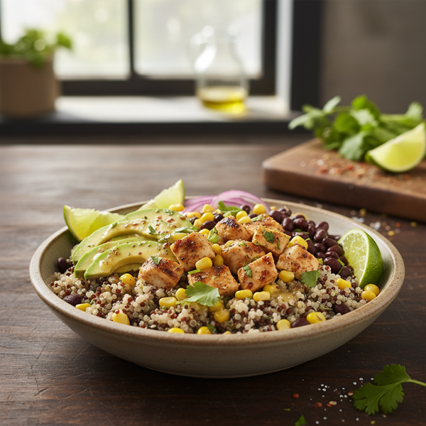 Zesty Quinoa Chicken & Black Bean Bowl recipe