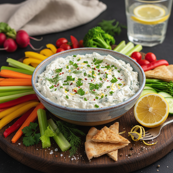 Zesty Ranch Cottage Cheese Veggie Dip recipe