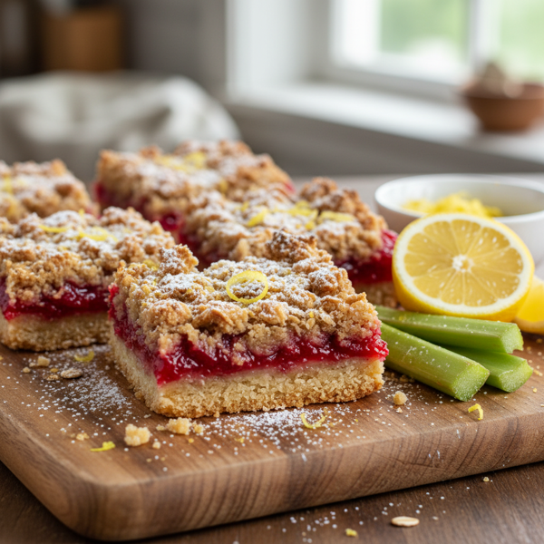 Zesty Rhubarb Oatmeal Dream Bars recipe