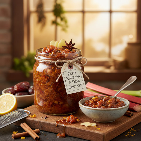 Zesty Rhubarb and Date Chutney recipe