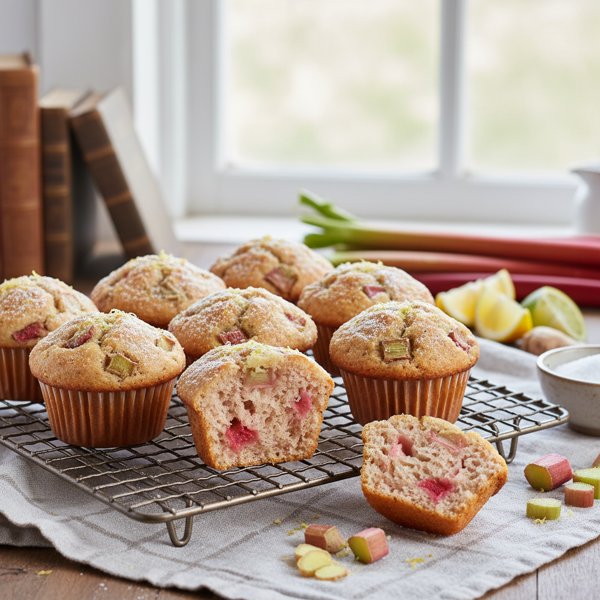 Zesty Rhubarb and Ginger Muffins recipe