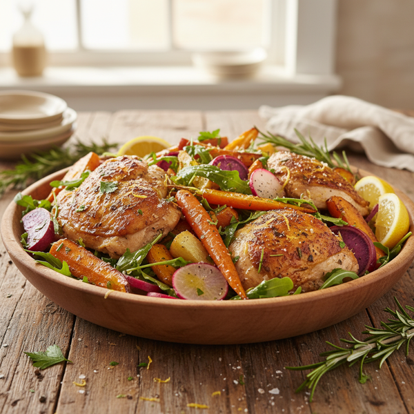Zesty Roasted Chicken and Root Vegetable Salad recipe