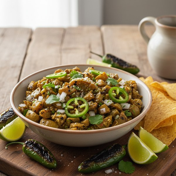 Zesty Roasted Tomatillo and Serrano Salsa recipe
