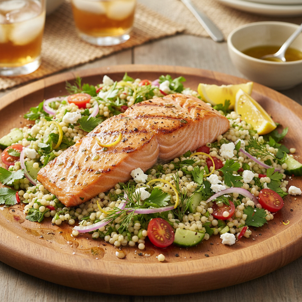 Zesty Salmon and Herb Couscous Salad recipe