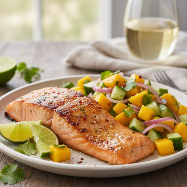 Zesty Salmon with Tropical Mango-Cucumber Salsa recipe