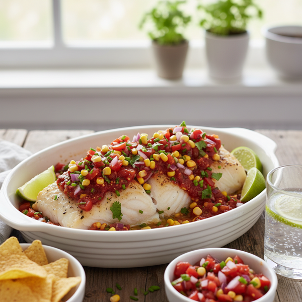 Zesty Salsa Baked Cod recipe