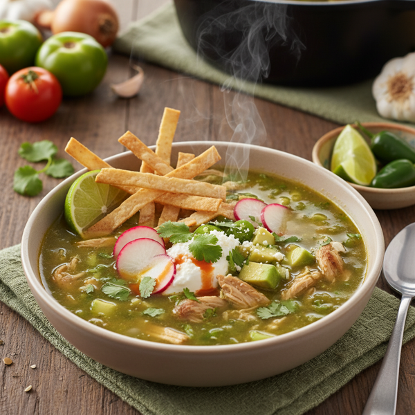 Zesty Salsa Verde Chicken Tortilla Soup recipe
