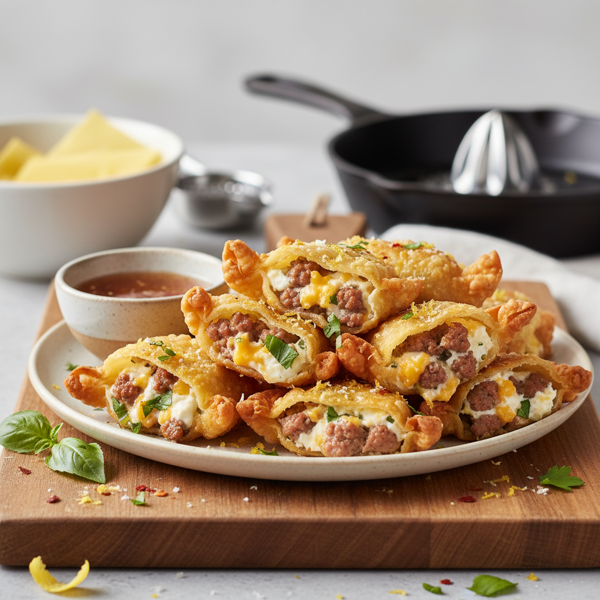 Zesty Sausage & Cheese Wonton Bites recipe