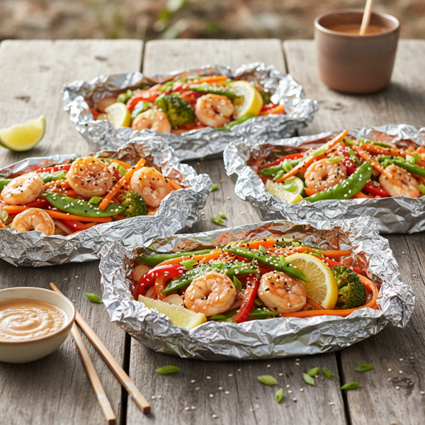 Zesty Sesame Ginger Shrimp & Veggie Foil Packets recipe