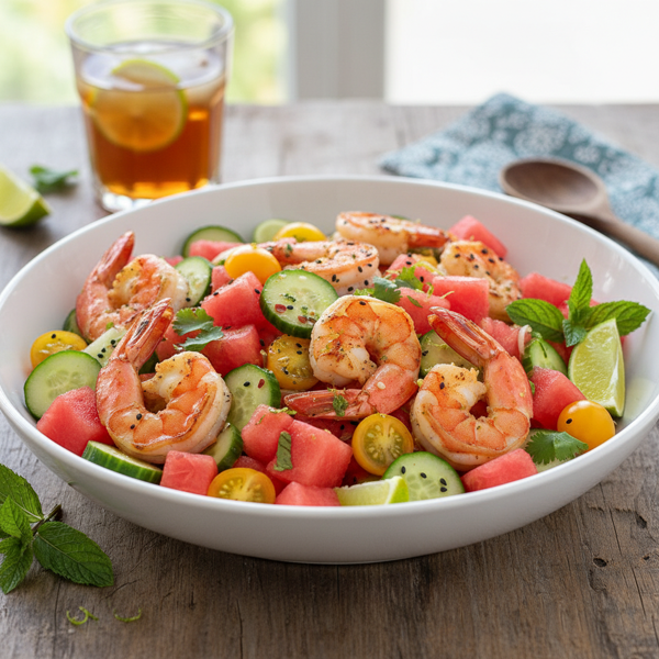 Zesty Shrimp and Watermelon Delight Salad recipe