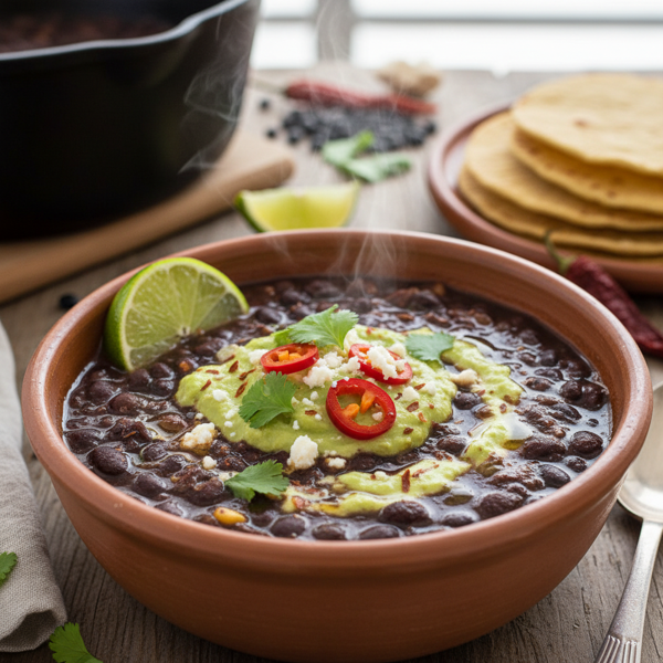 Zesty Slow-Cooked Spicy Black Bean Soup recipe