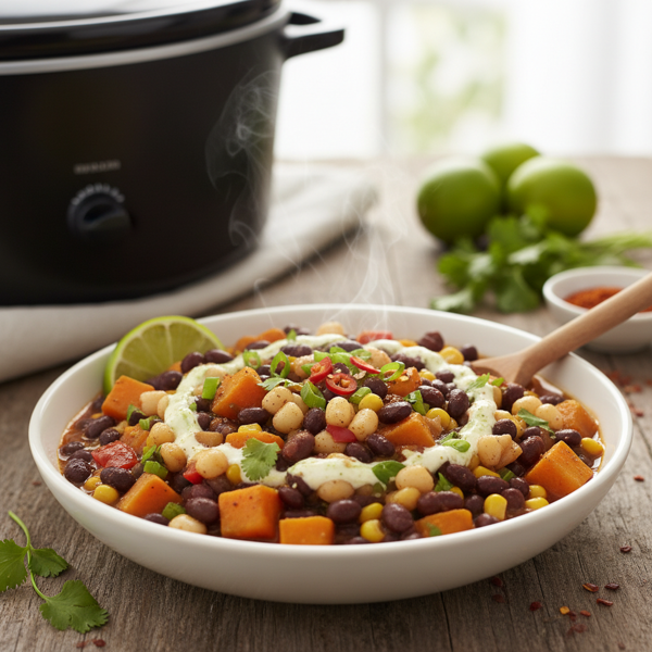 Zesty Slow Cooker Black Bean and Hominy Delight recipe