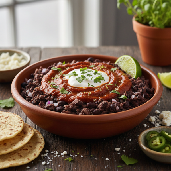 Zesty Smashed Black Beans with Enchilada Sauce recipe