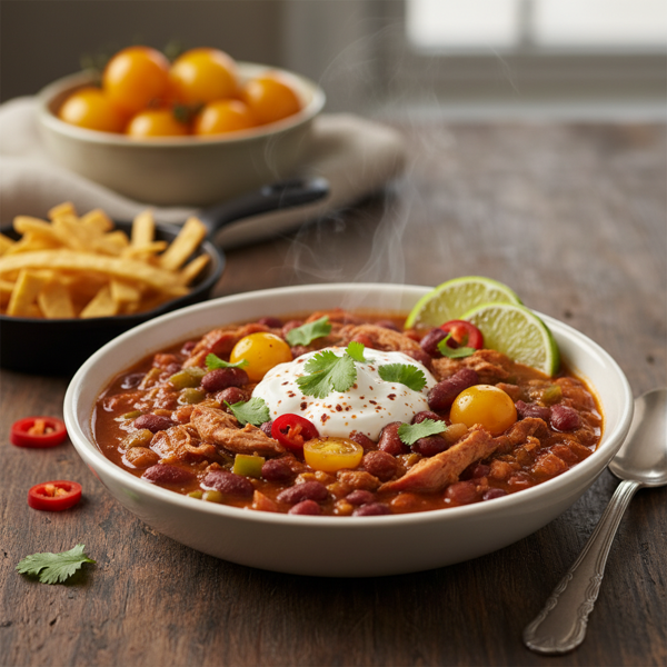 Zesty Smoked Turkey Chili with Sweet Yellow Tomato recipe