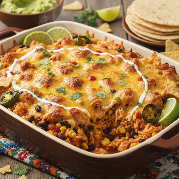 Zesty Southwest Chicken and Black Bean Rice Casserole recipe
