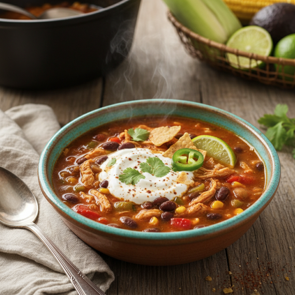 Zesty Southwest Chicken and Black Bean Soup recipe
