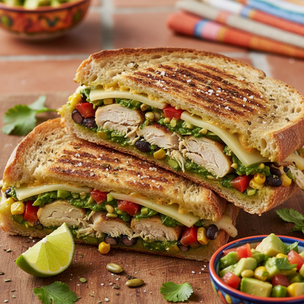 Zesty Southwestern Chicken Pesto Panini recipe