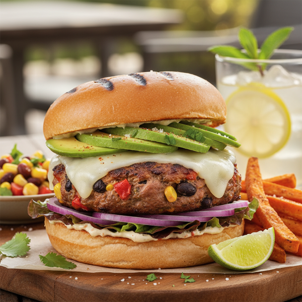 Zesty Southwestern Turkey Burgers with Avocado and Monterey Jack recipe