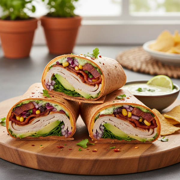 Zesty Southwestern Turkey Club Wraps recipe