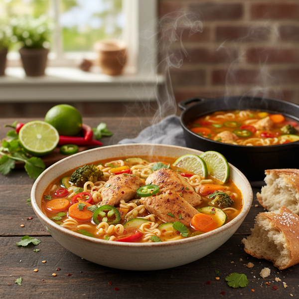 Zesty Spicy Chicken & Veggie Soup recipe