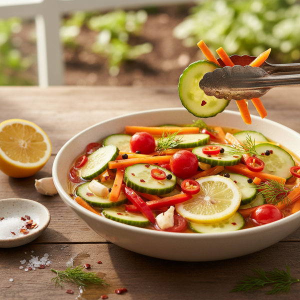 Zesty Spicy Crunchy Garden Pickles recipe
