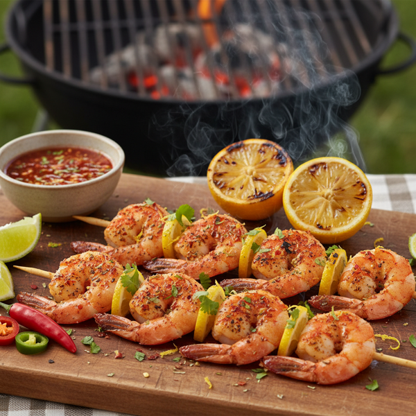 Zesty Spicy Grilled Shrimp Skewers recipe