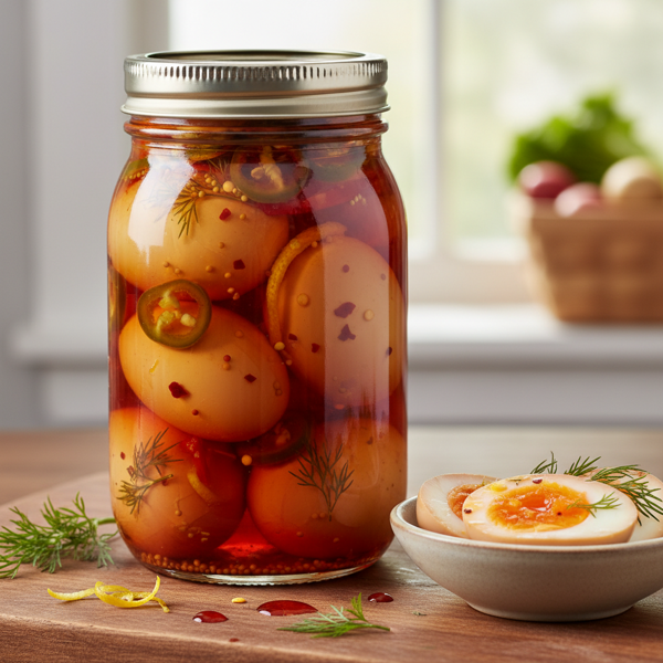 Zesty Spicy Pickled Eggs recipe