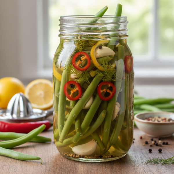 Zesty Spicy Pickled Green Beans recipe