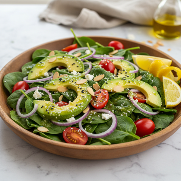 Zesty Spinach and Avocado Superfood Salad recipe