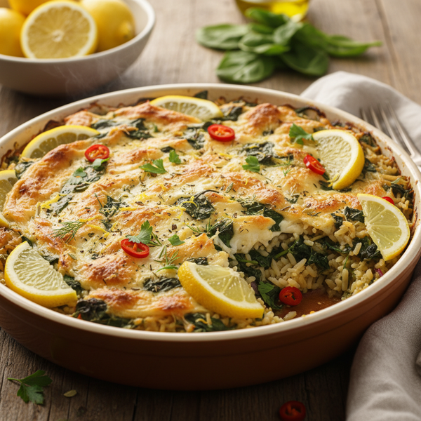 Zesty Spinach and Feta Rice Bake recipe
