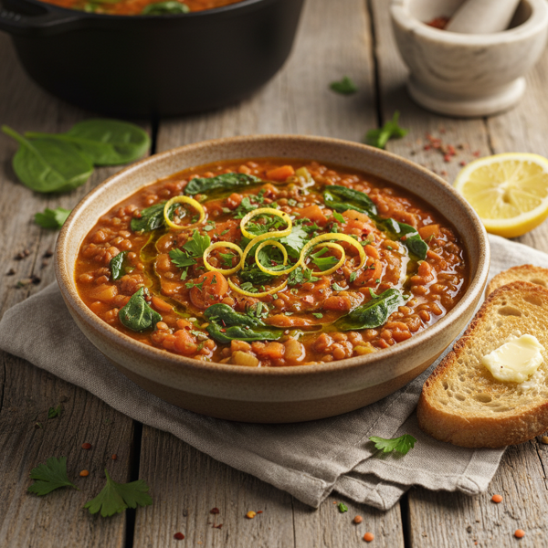 Zesty Spinach and Lentil Stew recipe