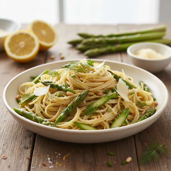 Zesty Spring Asparagus Angel Hair recipe