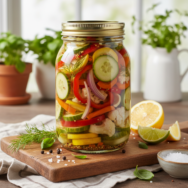 Zesty Sweet Pickled Garden Veggies recipe