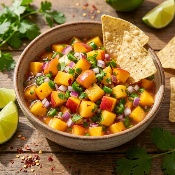 Zesty Sweet & Spicy Peach Salsa recipe