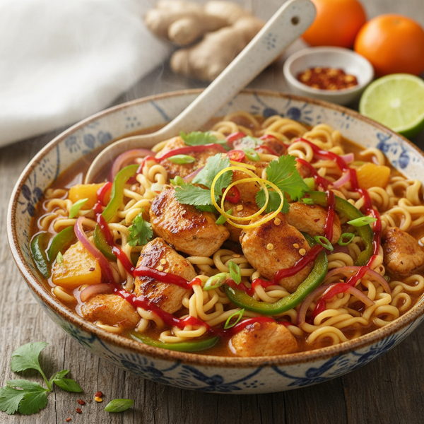 Zesty Sweet and Sour Chicken Noodle Soup recipe