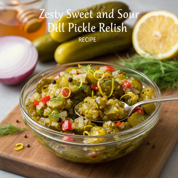 Zesty Sweet and Sour Dill Pickle Relish recipe