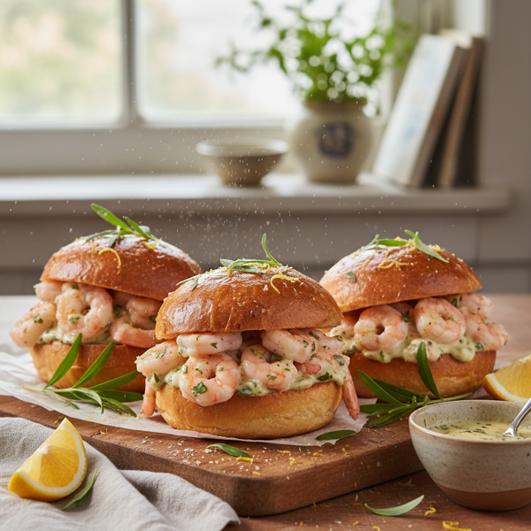 Zesty Tarragon Shrimp Brioche Rolls recipe