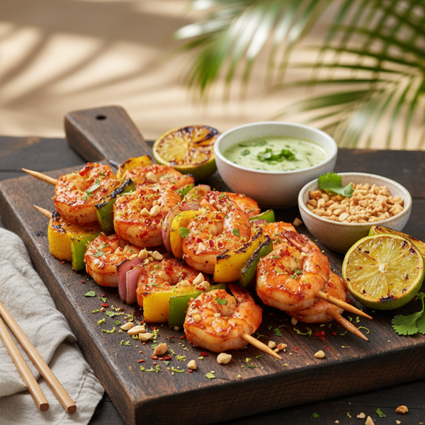 Zesty Thai-Style Grilled Shrimp Skewers recipe