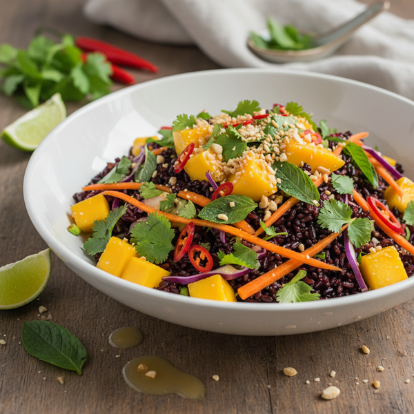 Zesty Thai Black Rice Salad with Fresh Herbs and Mango recipe