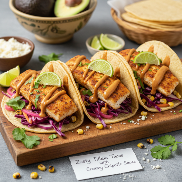Zesty Tilapia Tacos with Creamy Chipotle Sauce recipe