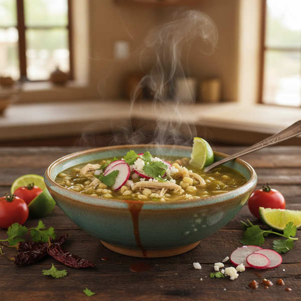 Zesty Tomatillo Chicken Posole recipe