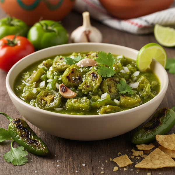 Zesty Tomatillo & Green Chili Salsa recipe