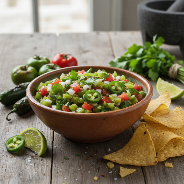 Zesty Tomatillo and Tomato Salsa Verde recipe