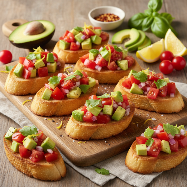 Zesty Tomato-Avocado Delight Crostini recipe