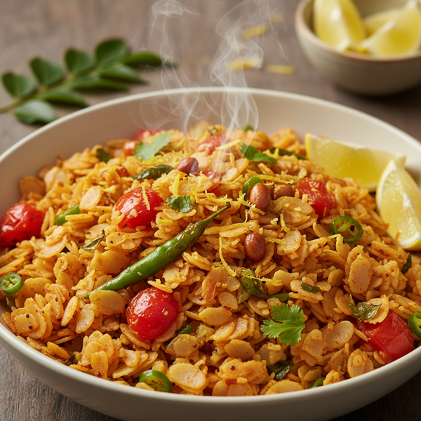 Zesty Tomato Poha Delight recipe